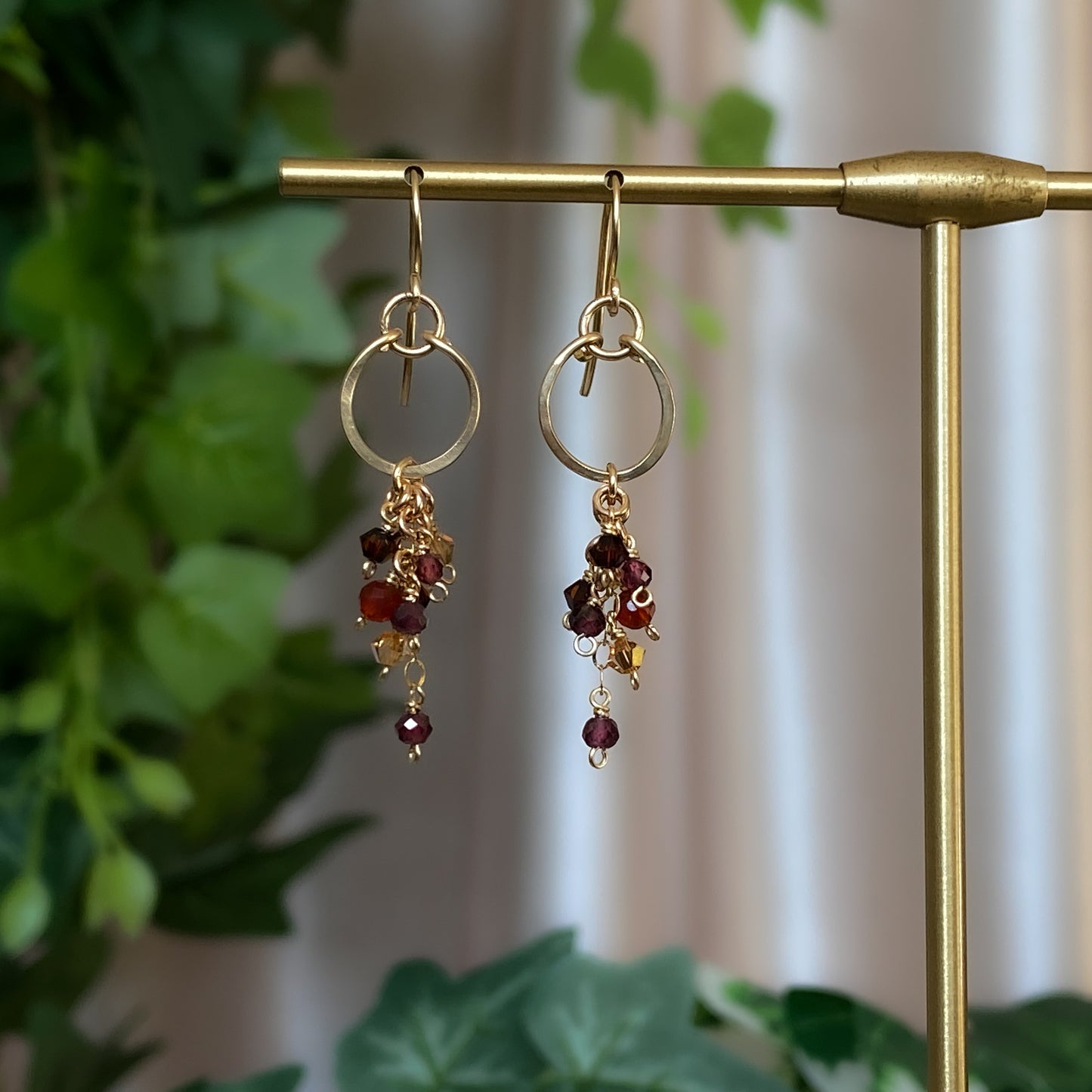 Dogwood ~ Garnet, Carnelian, Glass and 14k Gold Filled Mini Layered Dangles