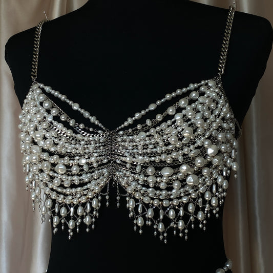 Bride of Poseidon ~ Made-to-Order Crystal Pearl Bralette