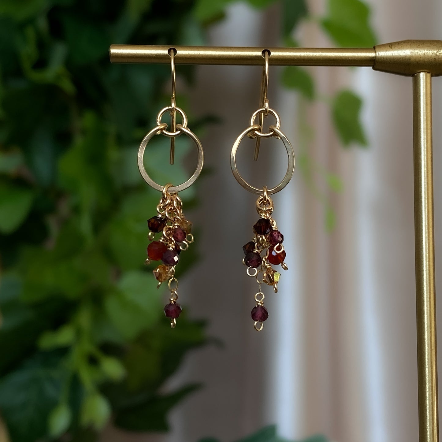 Dogwood ~ Garnet, Carnelian, Glass and 14k Gold Filled Mini Layered Dangles