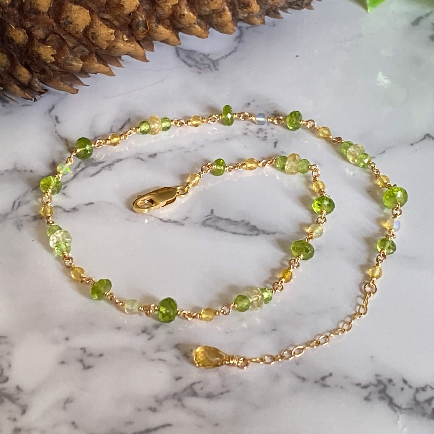 Demeter ~ Peridot, Citrine, Ethiopian Opal and 14k Gold Filled Choker
