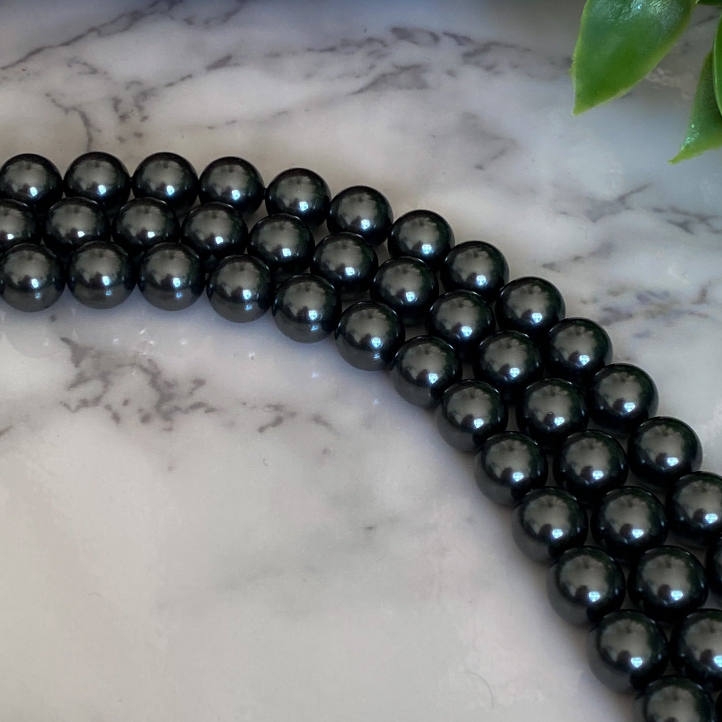 Tara ~ Dark Siren Black Pearl Bracelet with Glass Pearls, Antique Silver and Stainless Steel