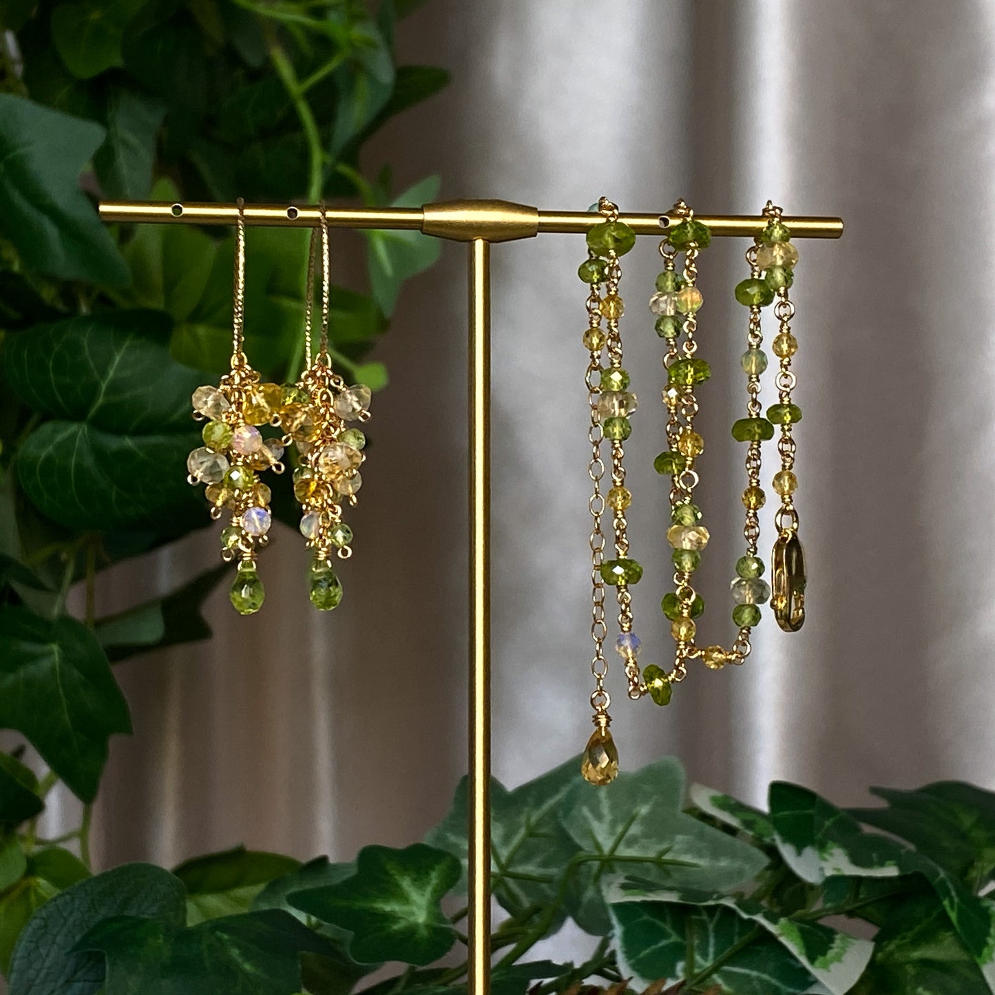 Demeter ~ Peridot, Citrine, Ethiopian Opal and 14k Gold Filled Layered Dangles