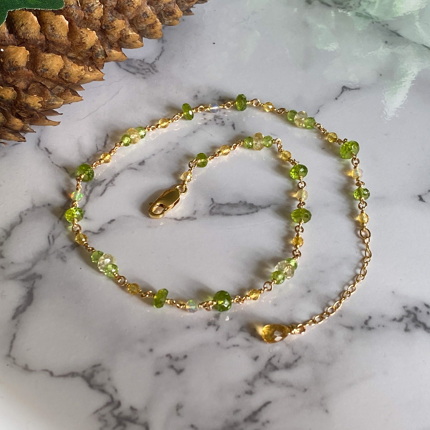 Demeter ~ Peridot, Citrine, Ethiopian Opal and 14k Gold Filled Choker
