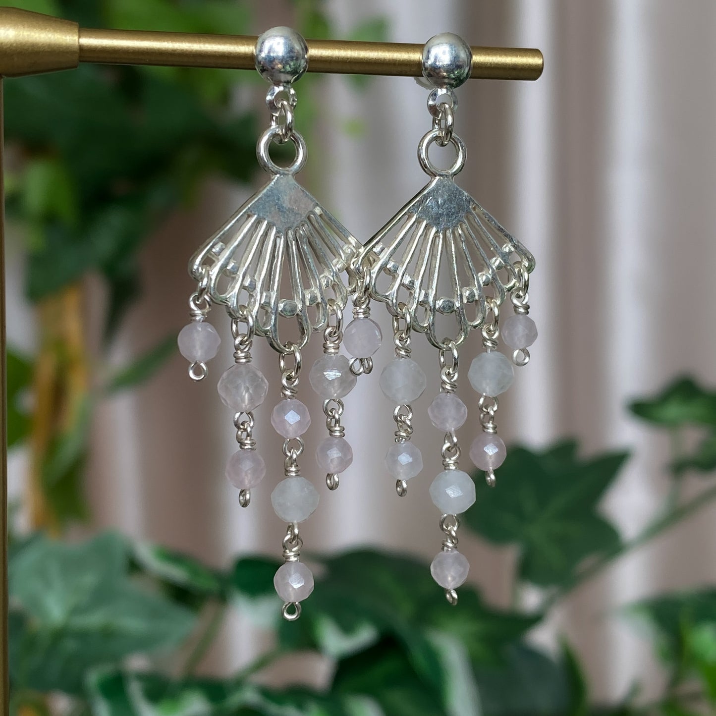 Petal ~ Rose Quartz and Sterling Silver Earrings