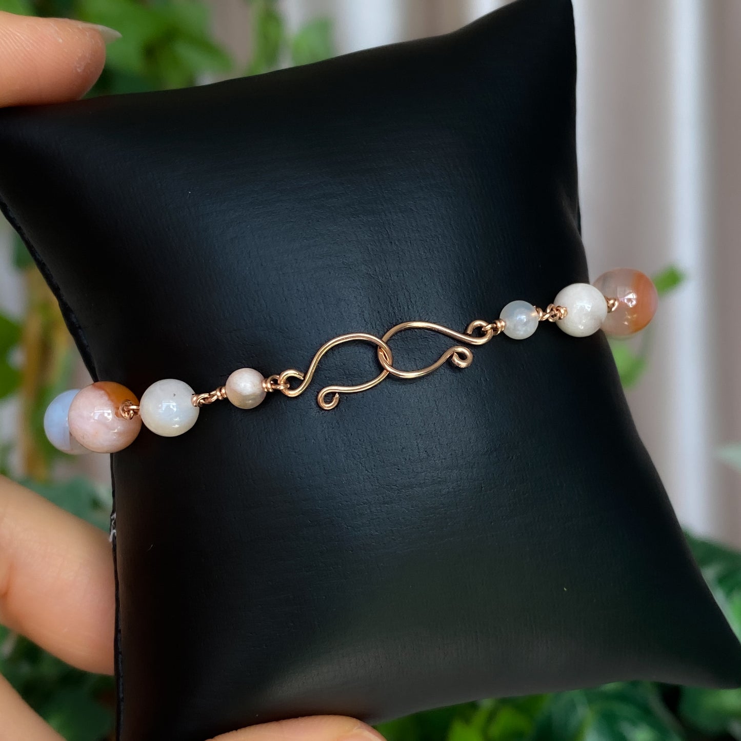 Diana ~ Flower Agate and 14k Rose Gold Filled Bracelet