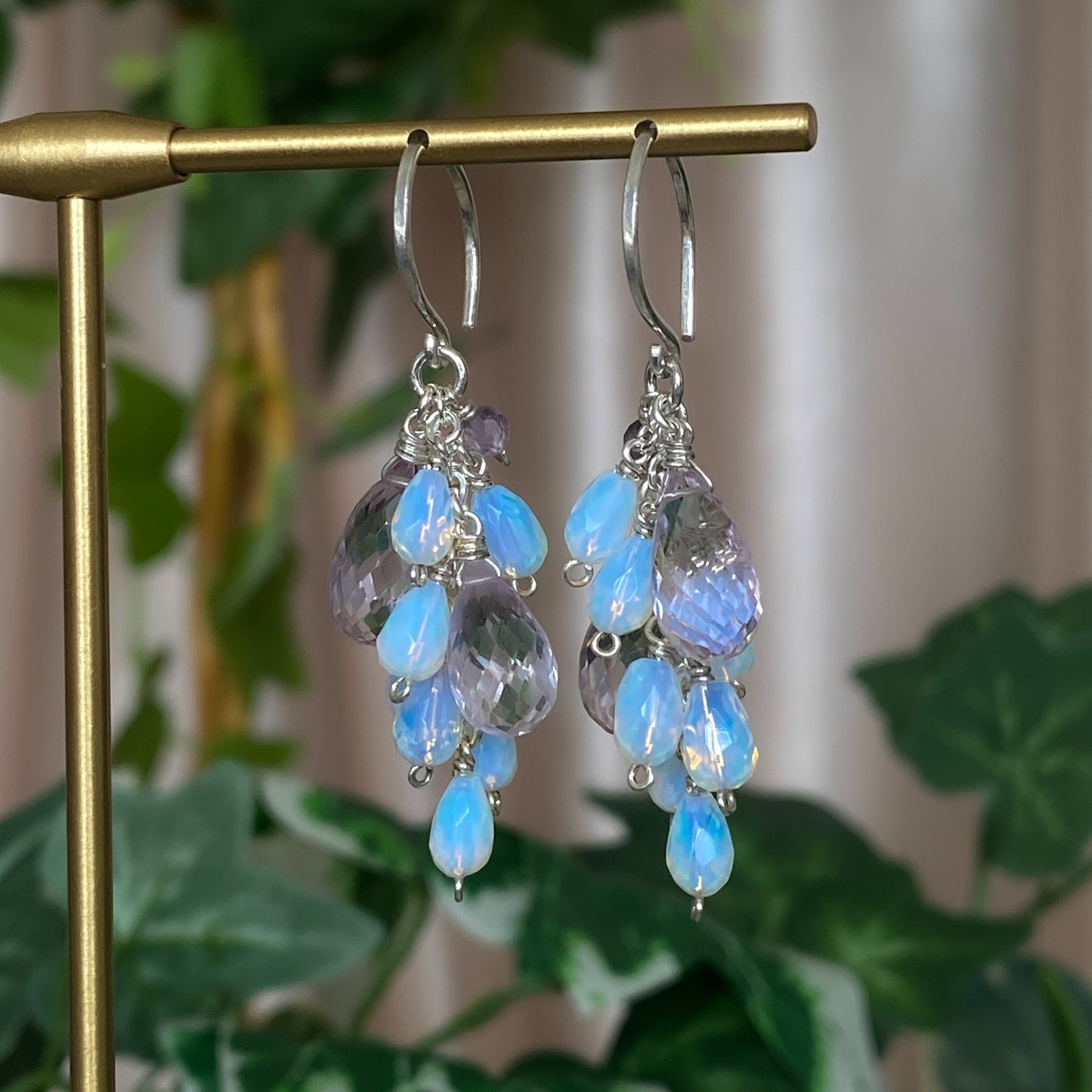 Lila ~ Lavender Amethyst, Opalite, and Sterling Silver Earrings