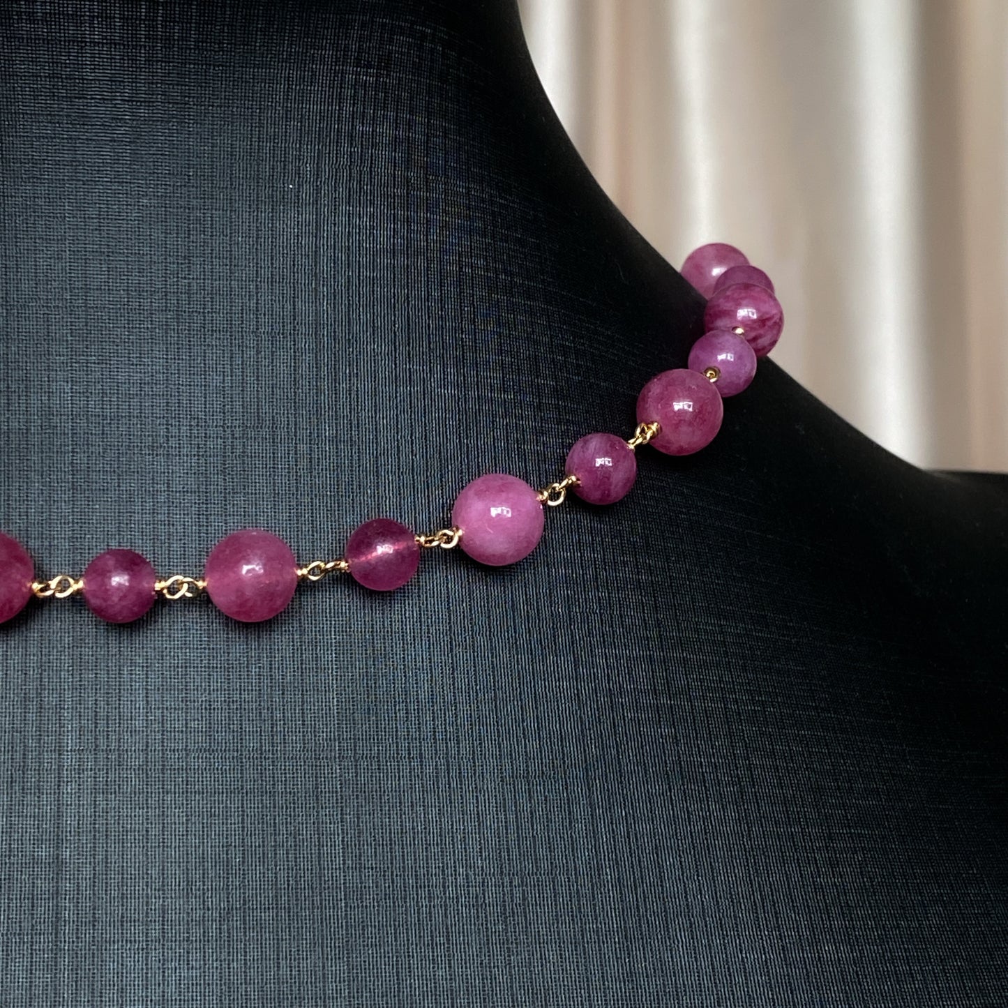 Brooke ~ Pink Tourmaline Quartz and 14k Gold Filled Choker