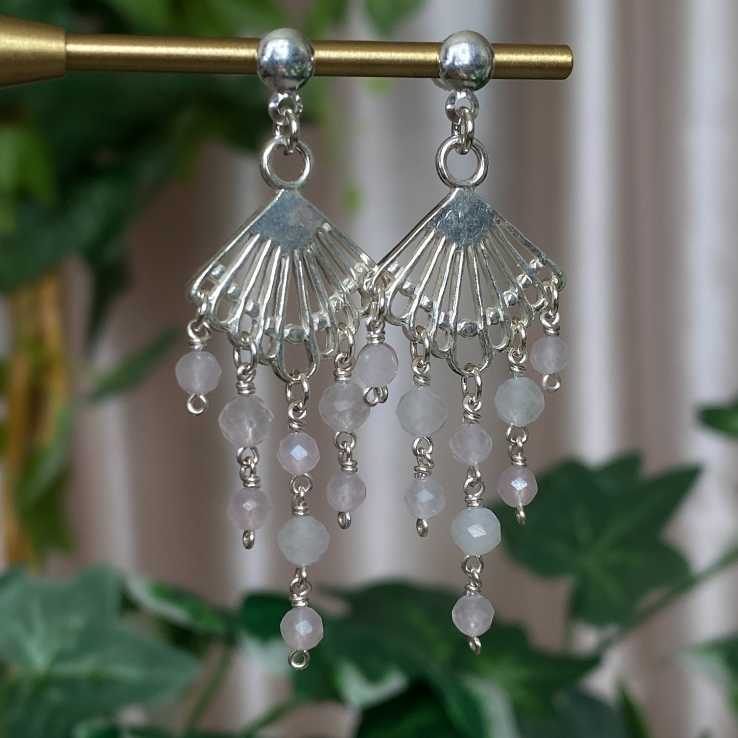 Petal ~ Rose Quartz and Sterling Silver Earrings