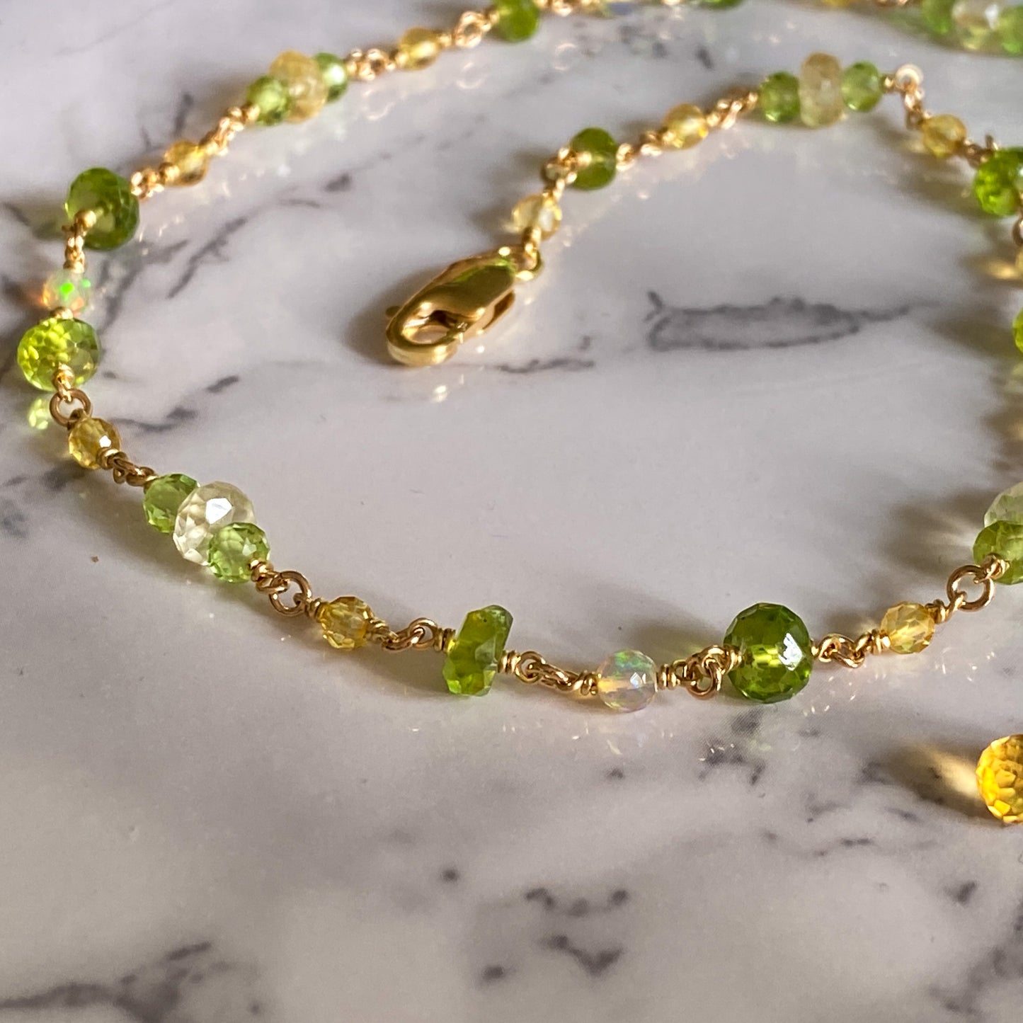Demeter ~ Peridot, Citrine, Ethiopian Opal and 14k Gold Filled Choker