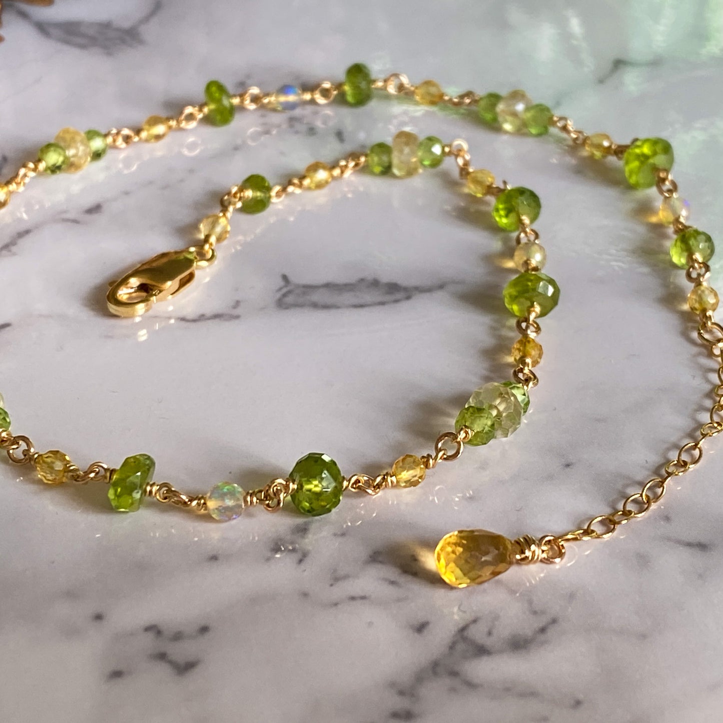 Demeter ~ Peridot, Citrine, Ethiopian Opal and 14k Gold Filled Choker