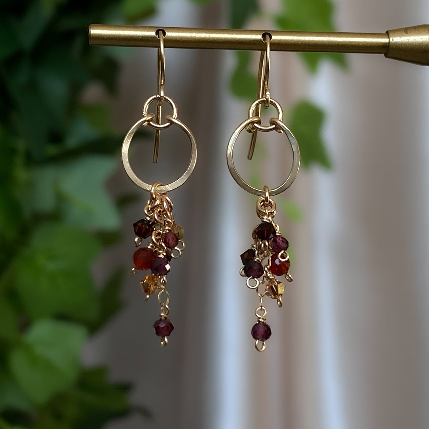 Dogwood ~ Garnet, Carnelian, Glass and 14k Gold Filled Mini Layered Dangles