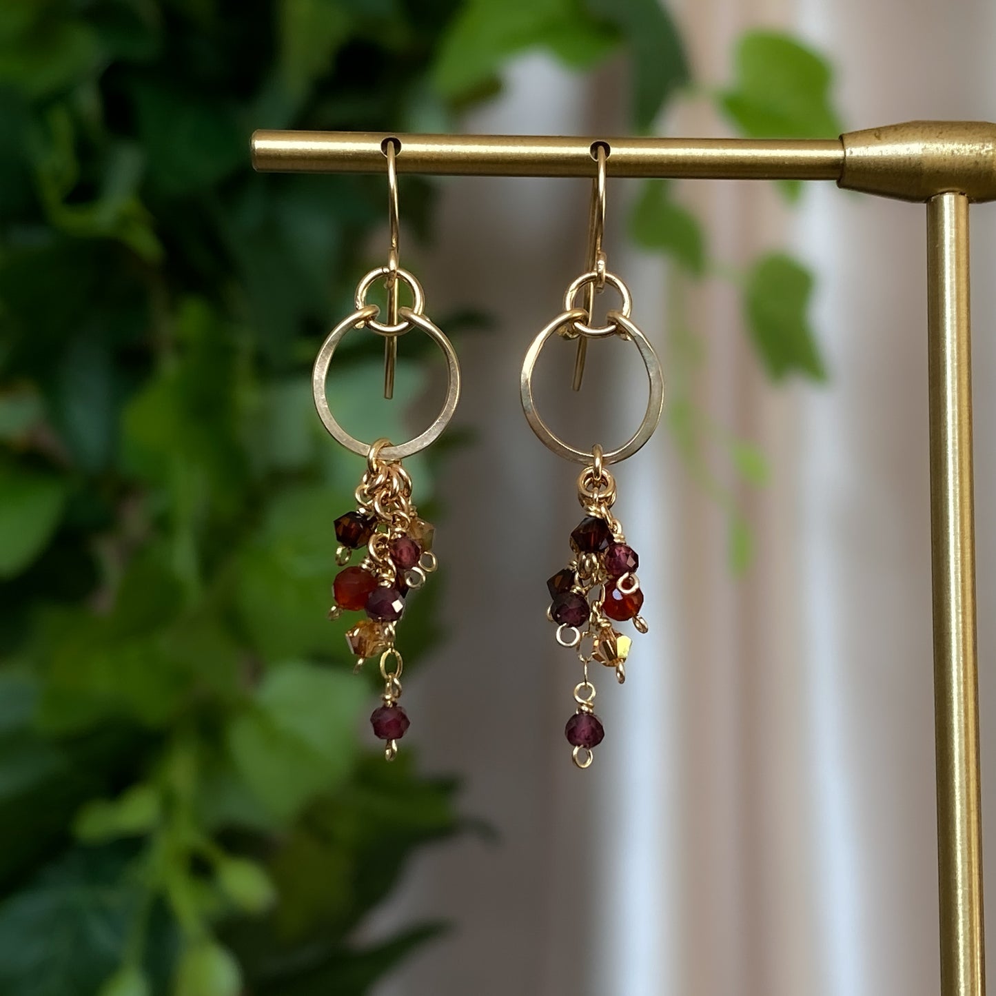 Dogwood ~ Garnet, Carnelian, Glass and 14k Gold Filled Mini Layered Dangles