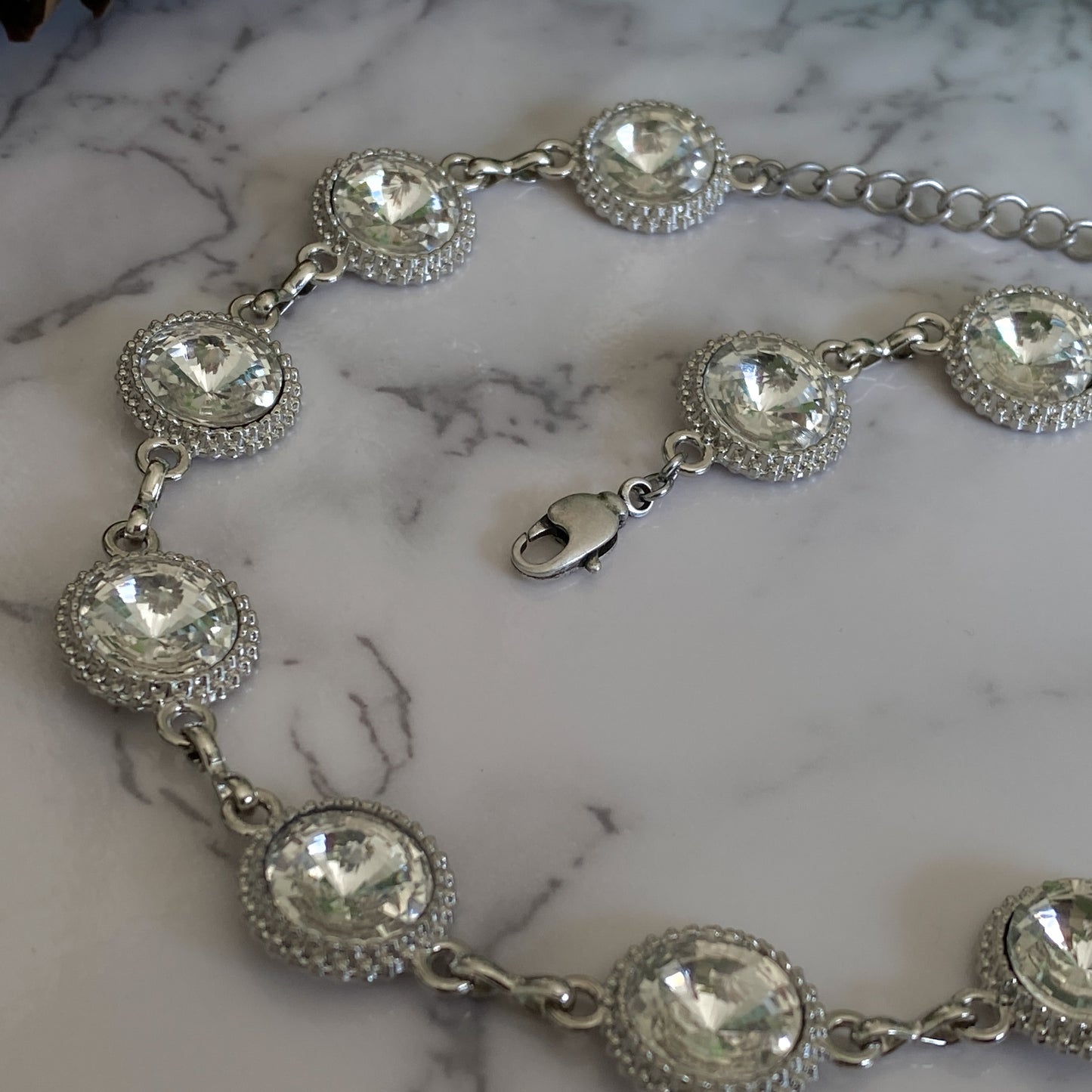 Tara ~ Dark Siren Glass Choker with Faceted Glass, Antique Silver Shells and Stainless Steel