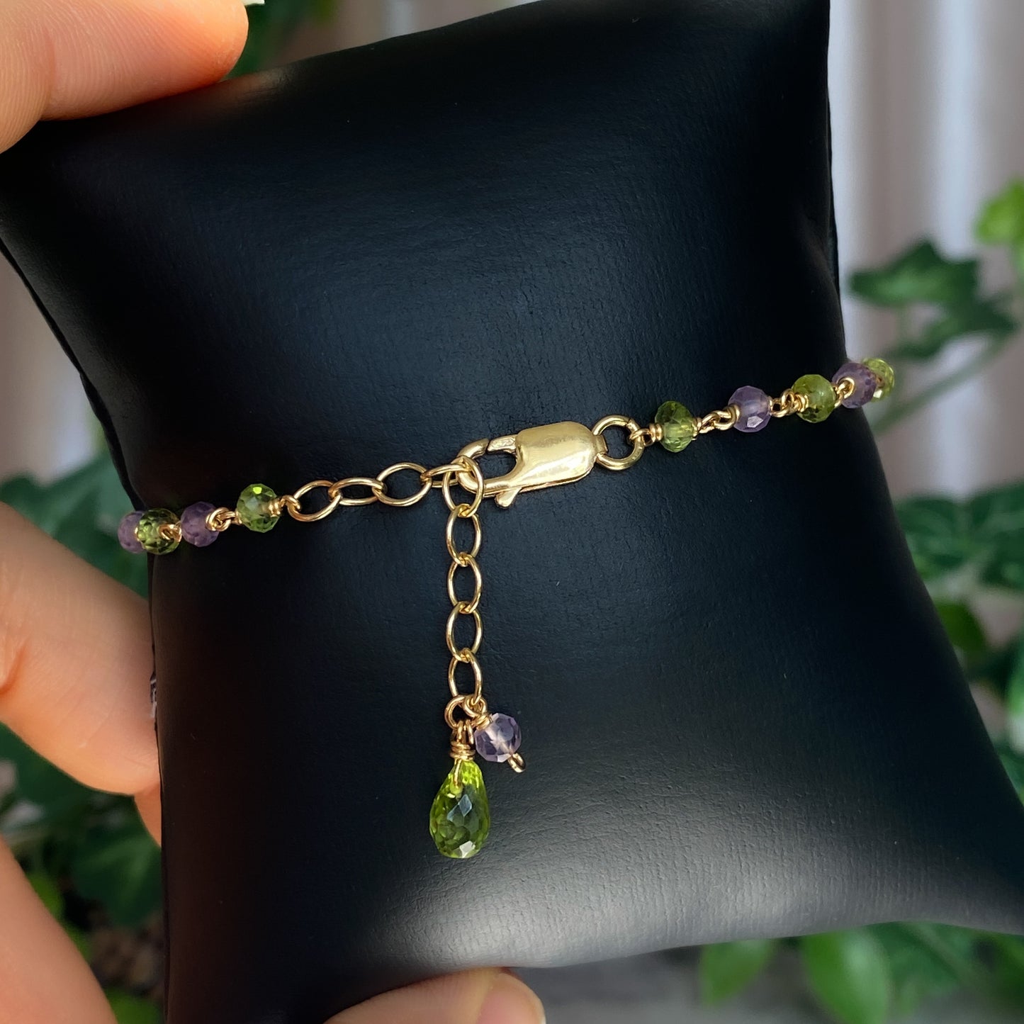 Chloe ~ Amethyst, Peridot, and 14k Gold Filled Bracelet