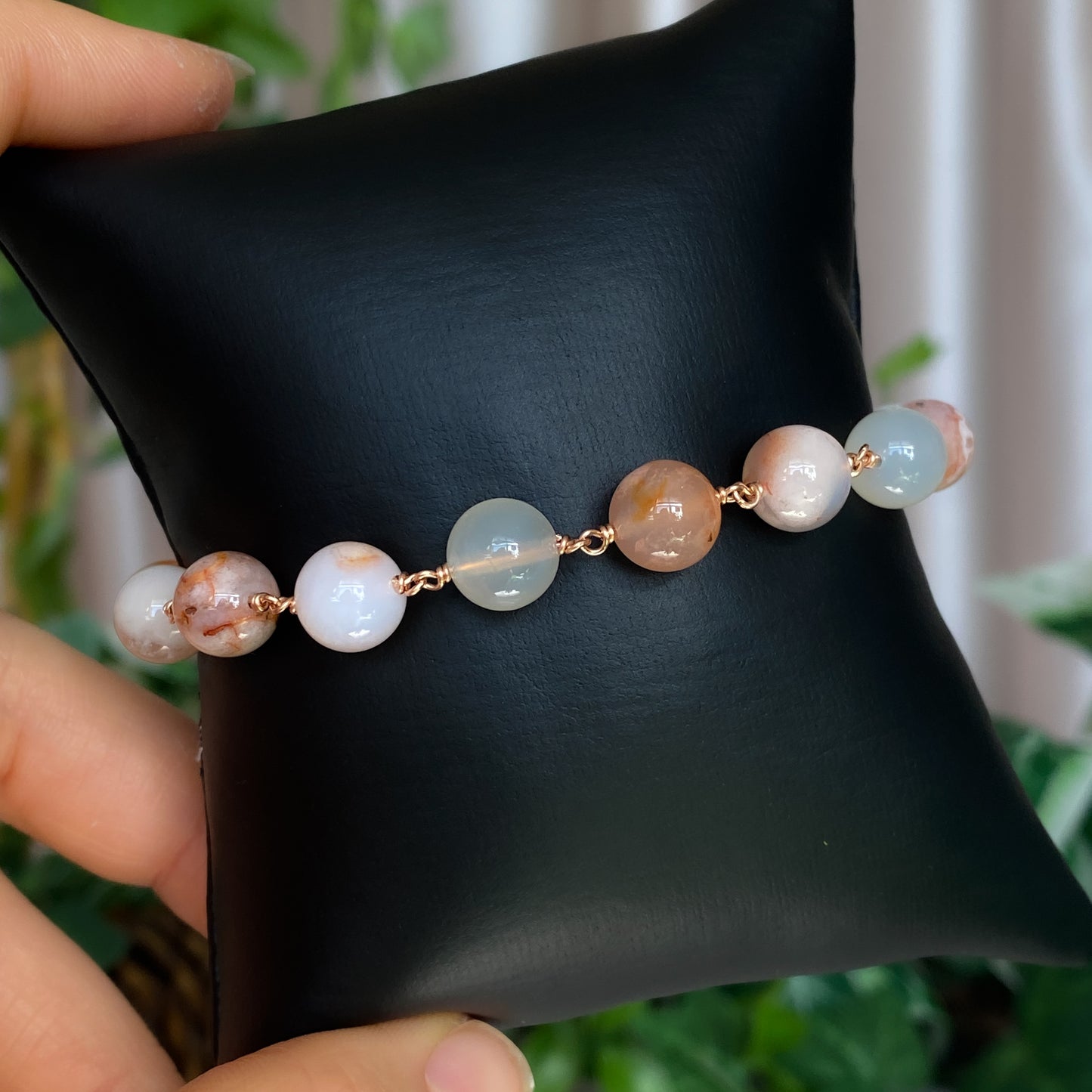 Diana ~ Flower Agate and 14k Rose Gold Filled Bracelet