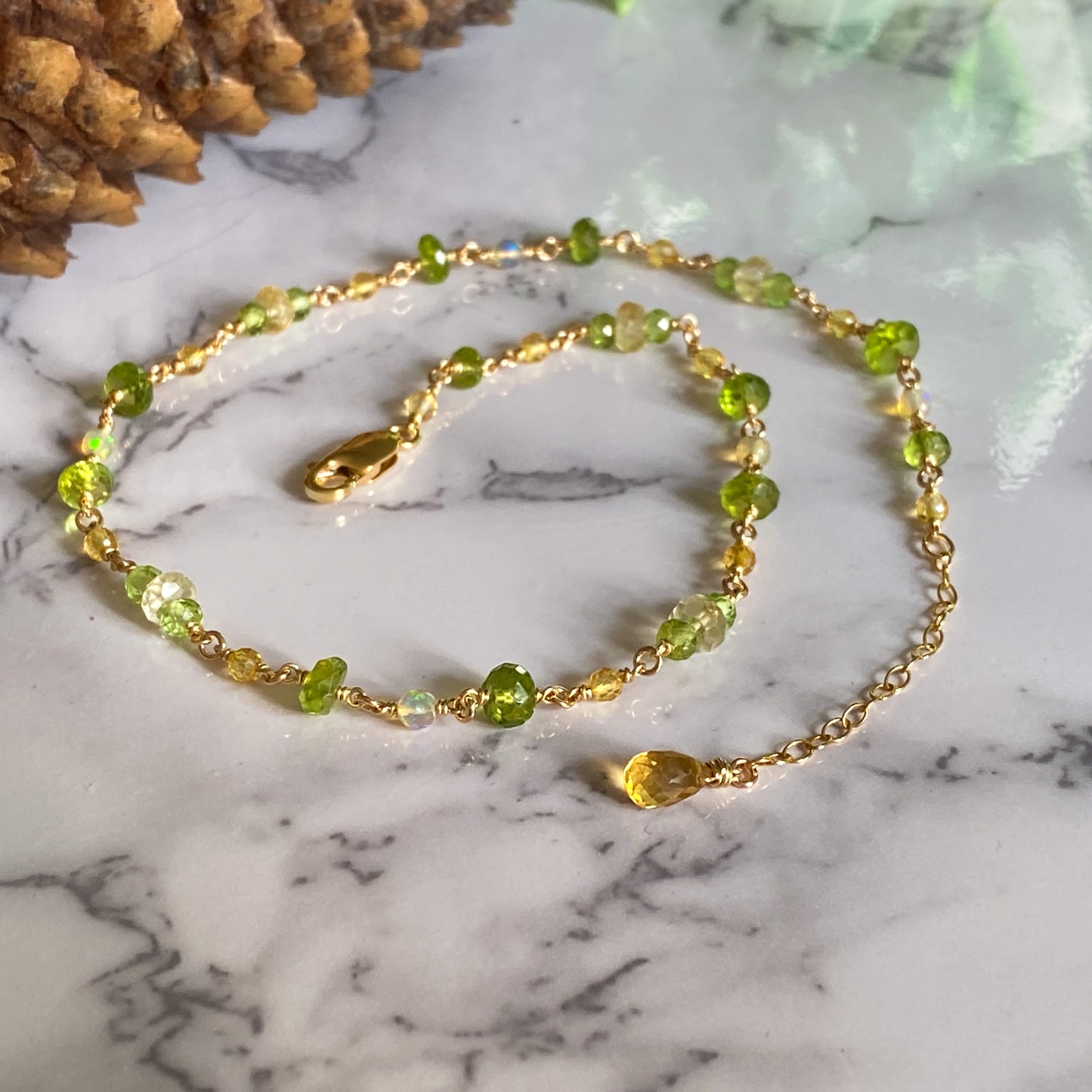 Demeter ~ Peridot, Citrine, Ethiopian Opal and 14k Gold Filled Choker