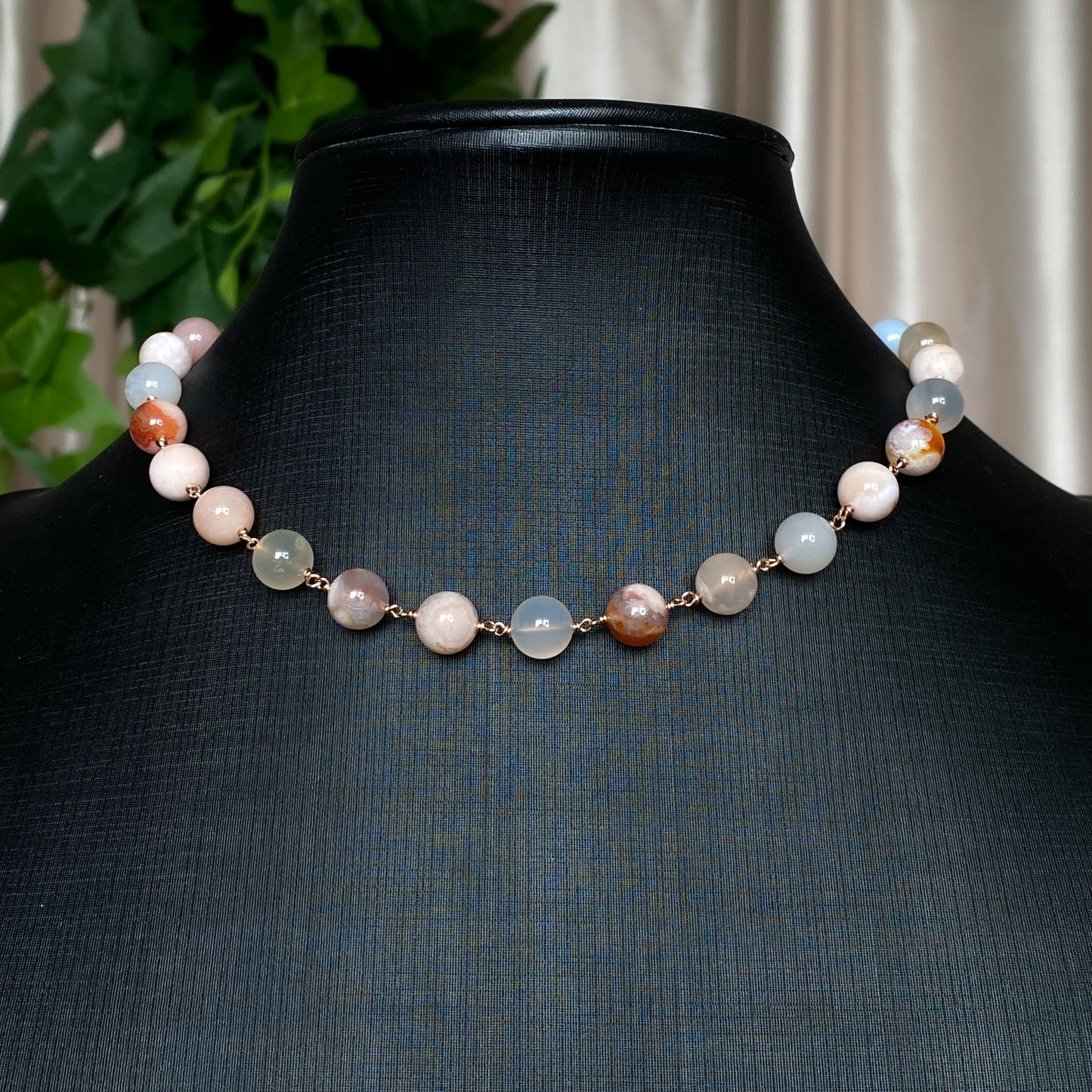 Diana ~ Flower Agate and 14k Rose Gold Filled Bracelet