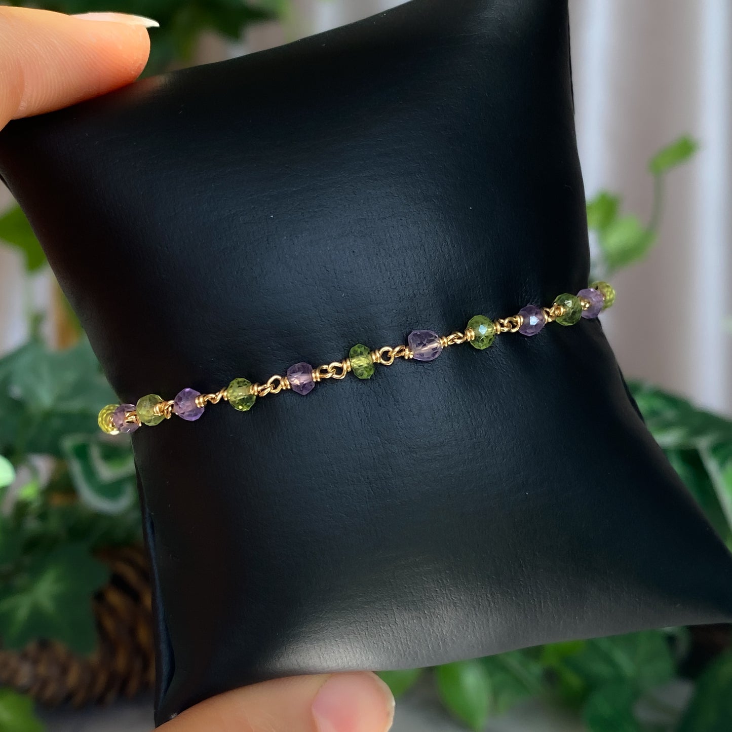 Chloe ~ Amethyst, Peridot, and 14k Gold Filled Bracelet