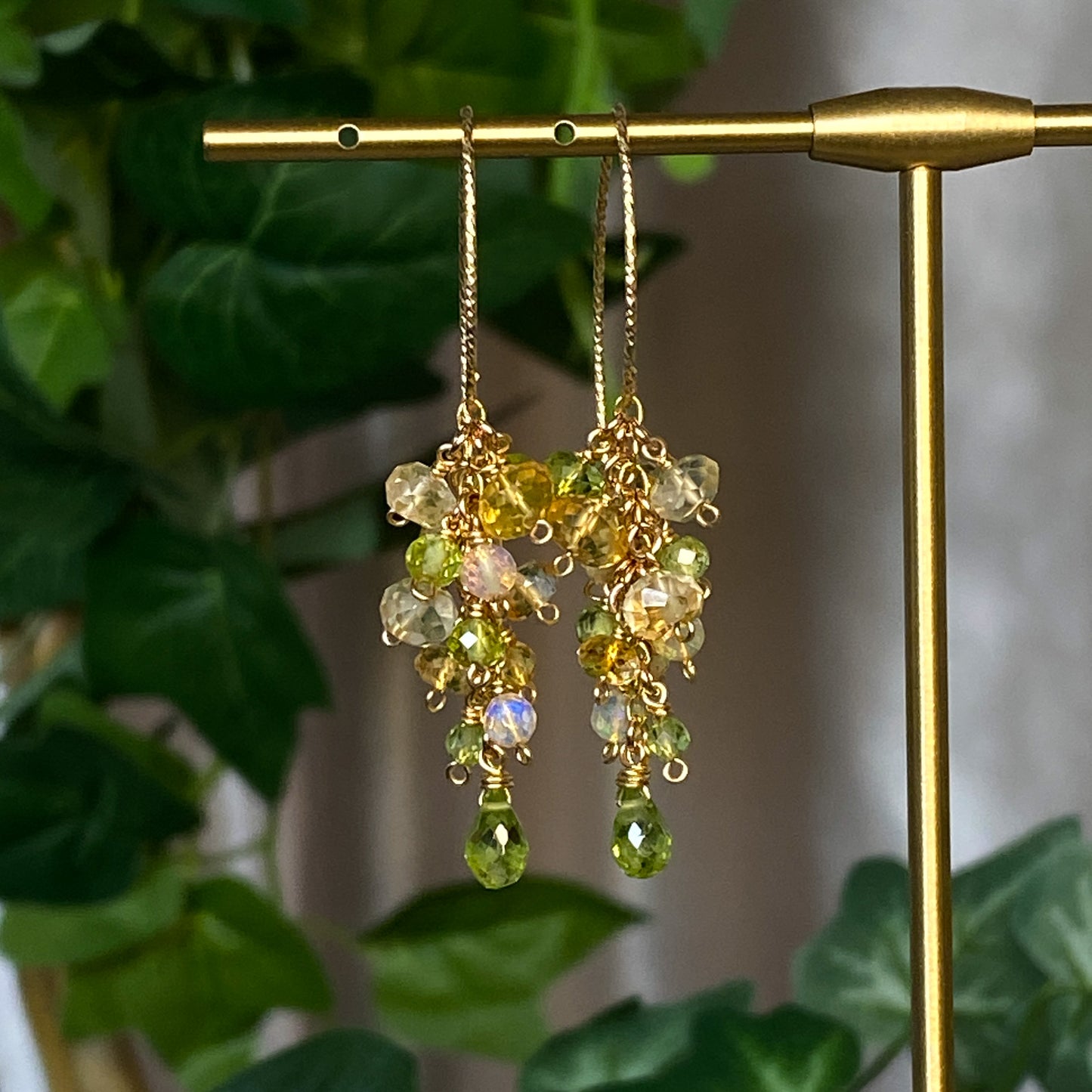 Demeter ~ Peridot, Citrine, Ethiopian Opal and 14k Gold Filled Layered Dangles