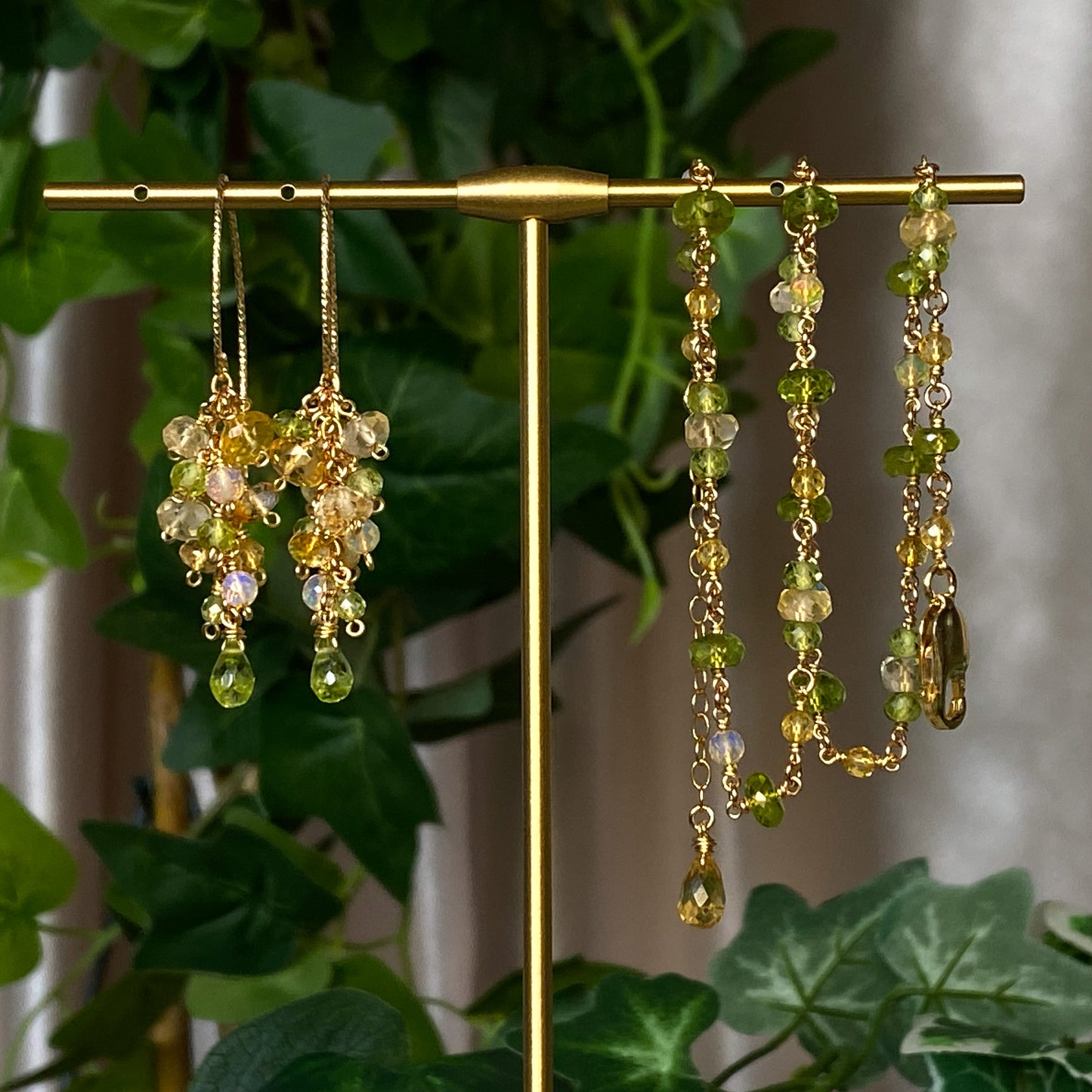 Demeter ~ Peridot, Citrine, Ethiopian Opal and 14k Gold Filled Layered Dangles