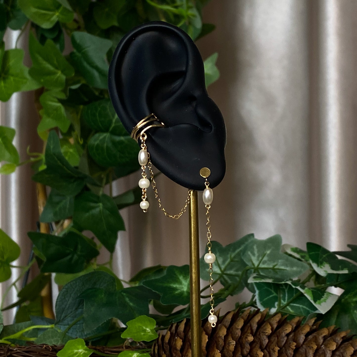 Aurelia ~ Citrine, Glass Pearl, and 14k Gold Filled Lobe Earring and Conch Cuff Duo