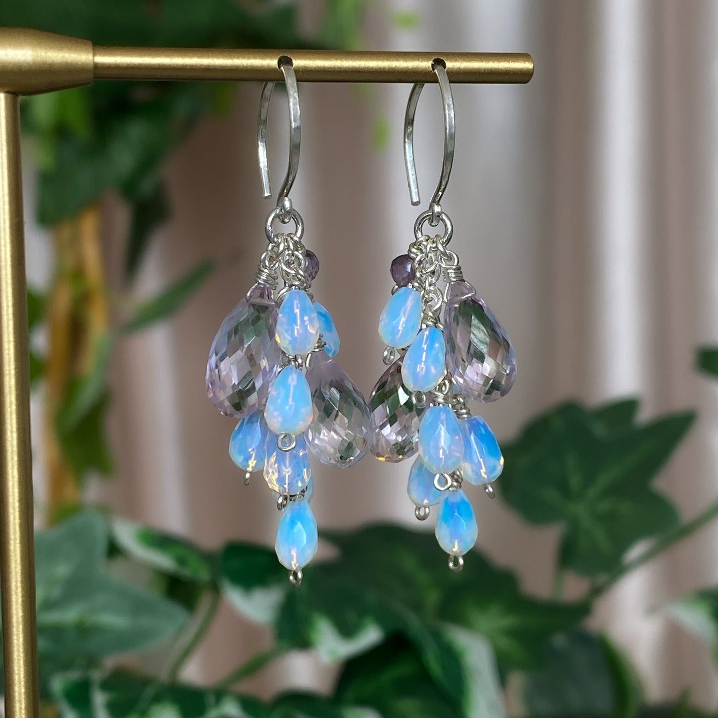 Lila ~ Lavender Amethyst, Opalite, and Sterling Silver Earrings