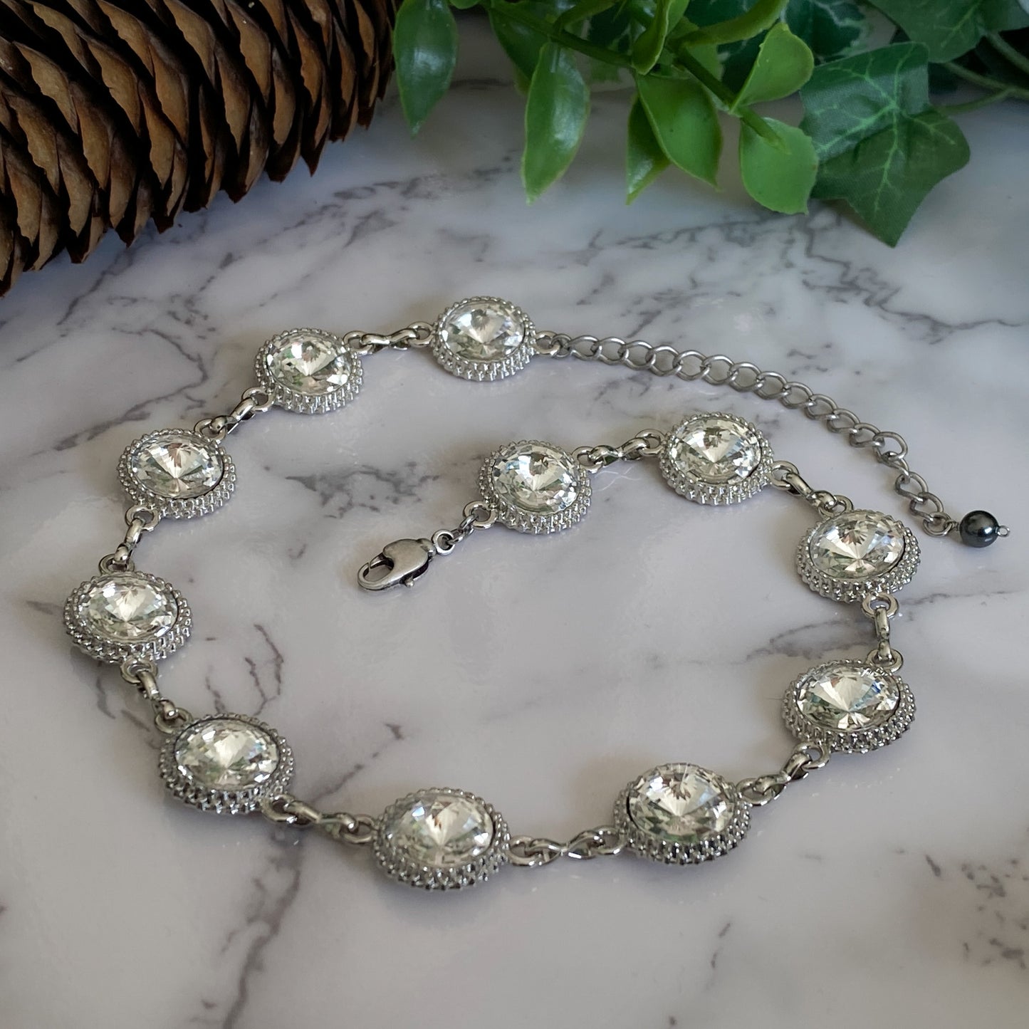 Tara ~ Dark Siren Glass Choker with Faceted Glass, Antique Silver Shells and Stainless Steel