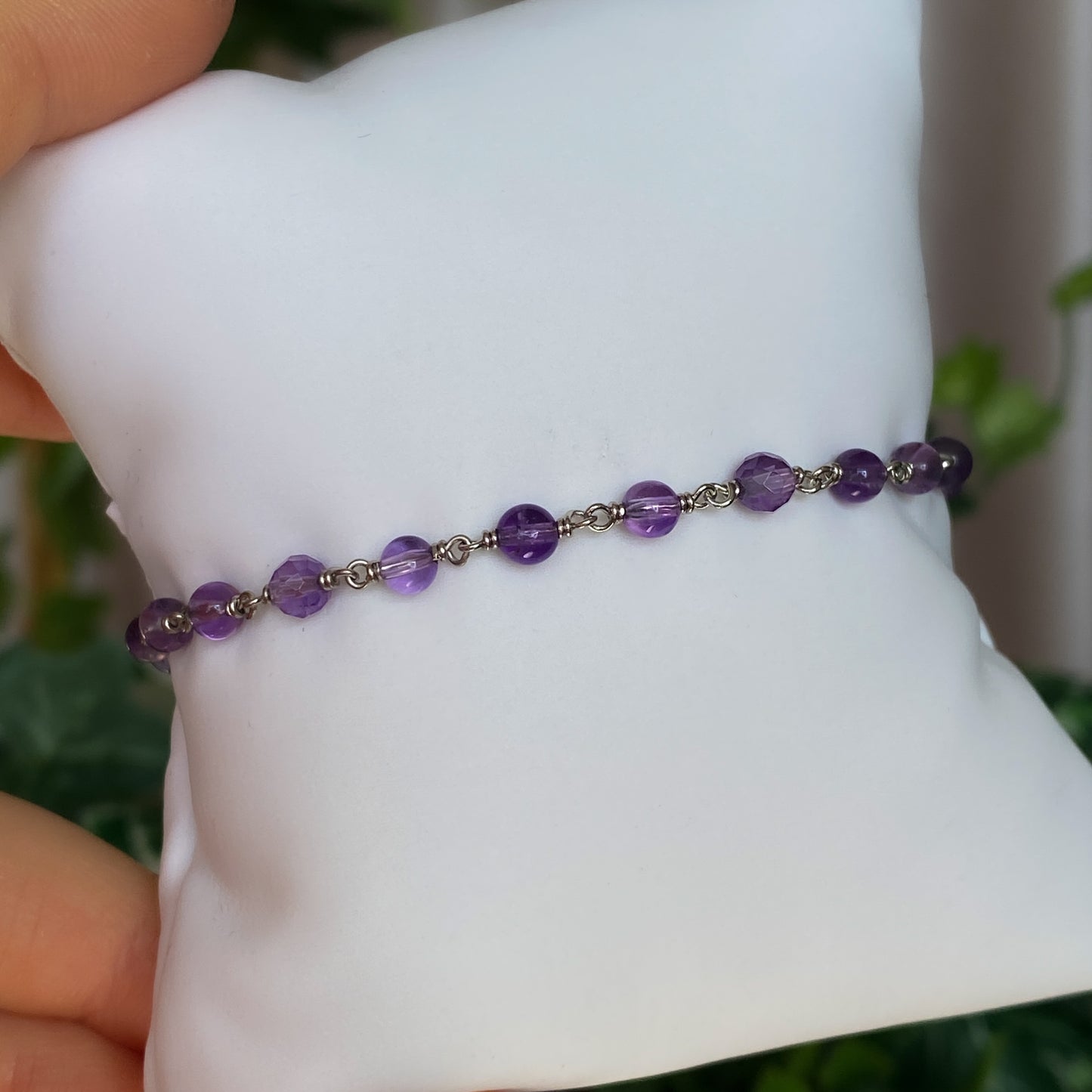 Linnea ~ Amethyst and Rhodium Bracelet