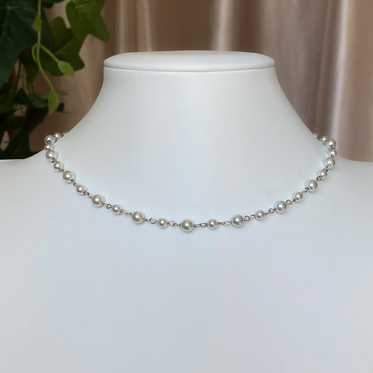 Custom Crystal Pearl Link Necklace
