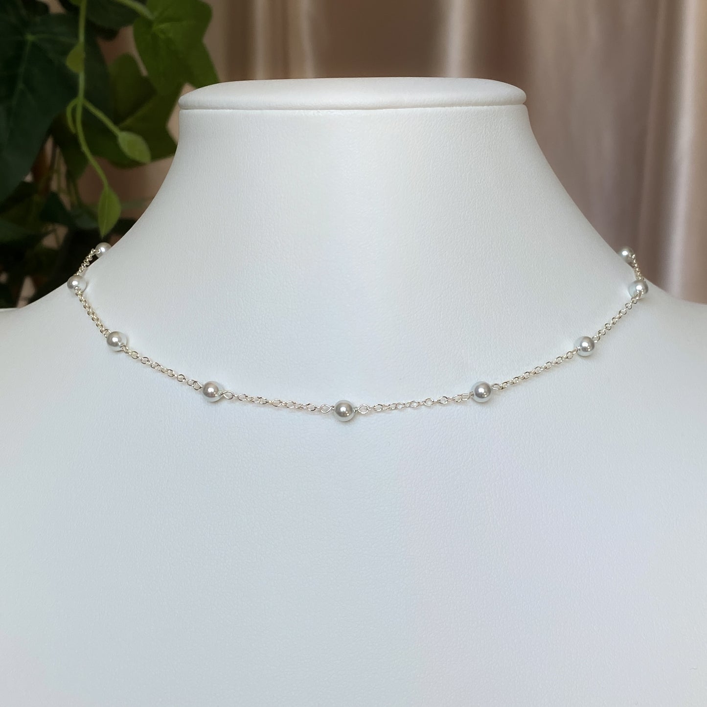 Custom Crystal Pearl Satellite Chain Necklace