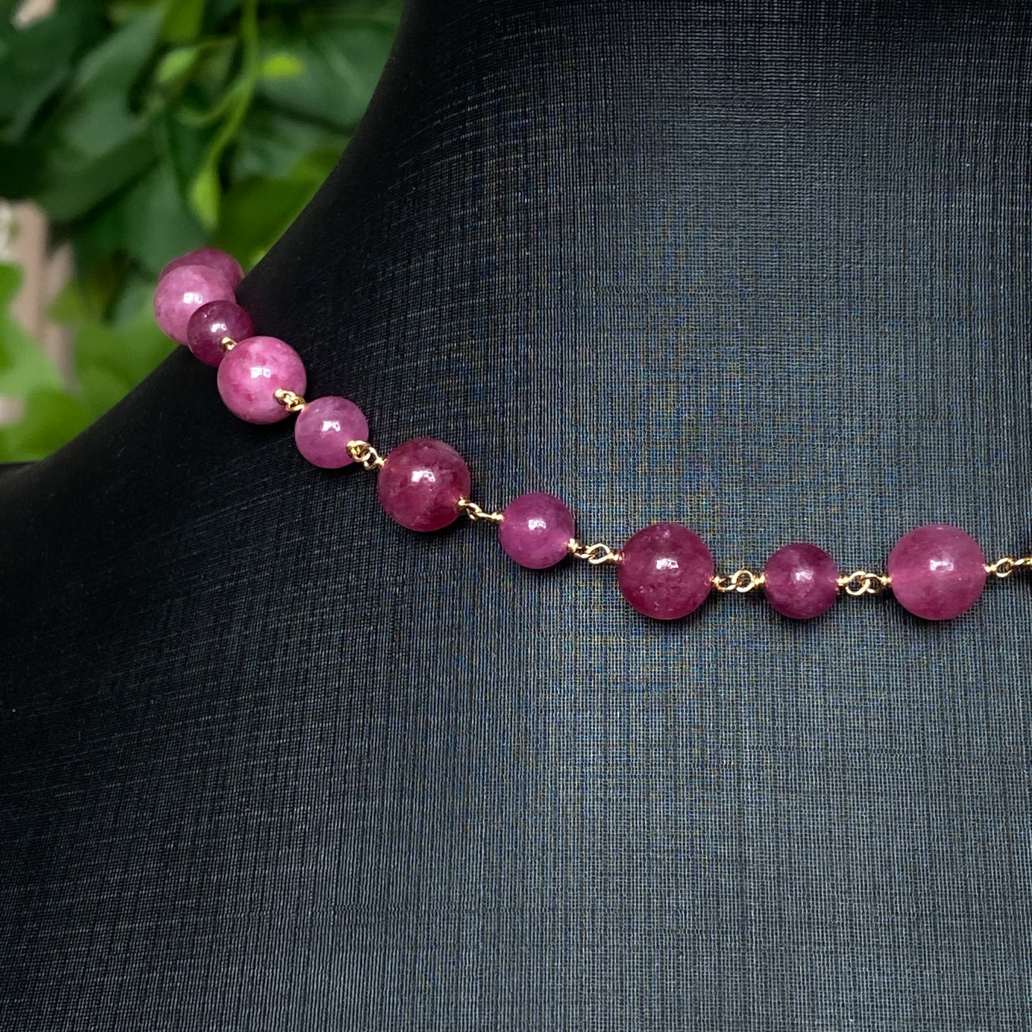 Brooke ~ Pink Tourmaline Quartz and 14k Gold Filled Choker