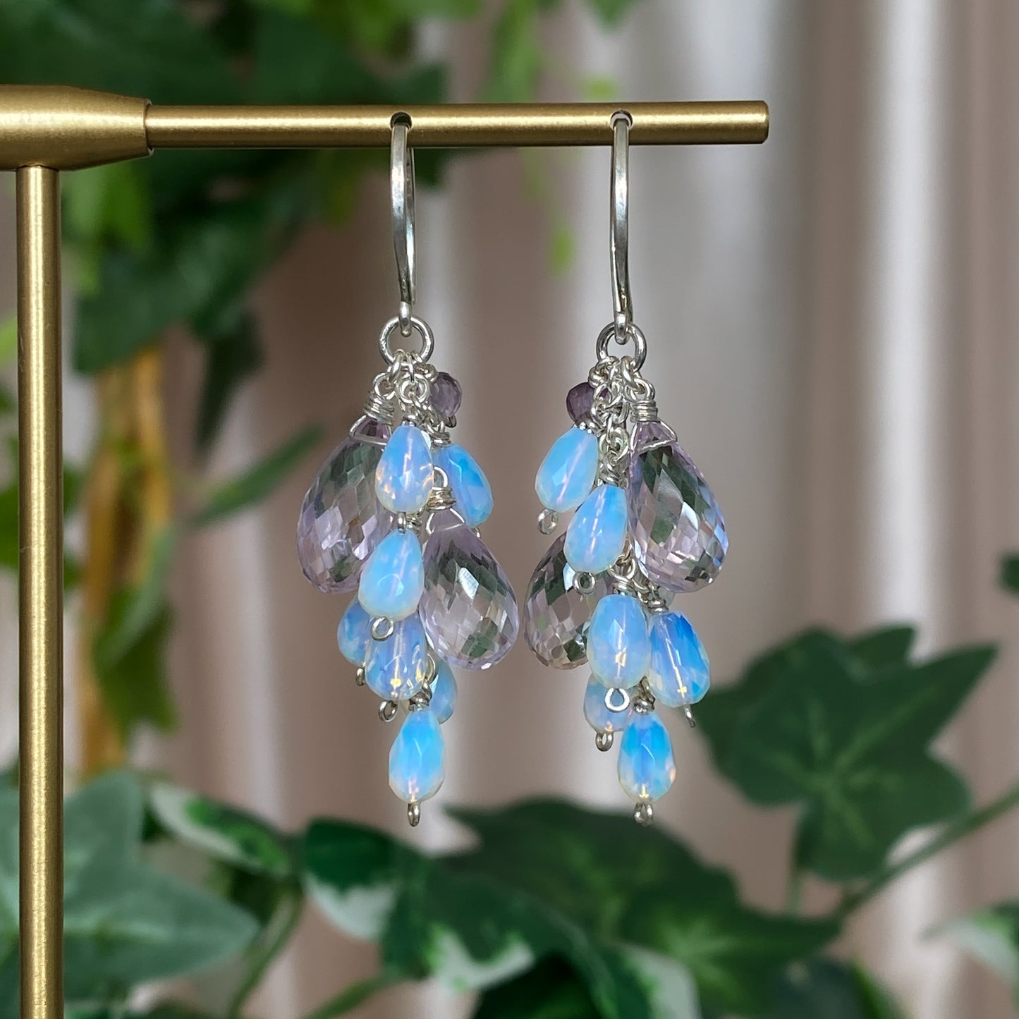 Lila ~ Lavender Amethyst, Opalite, and Sterling Silver Earrings