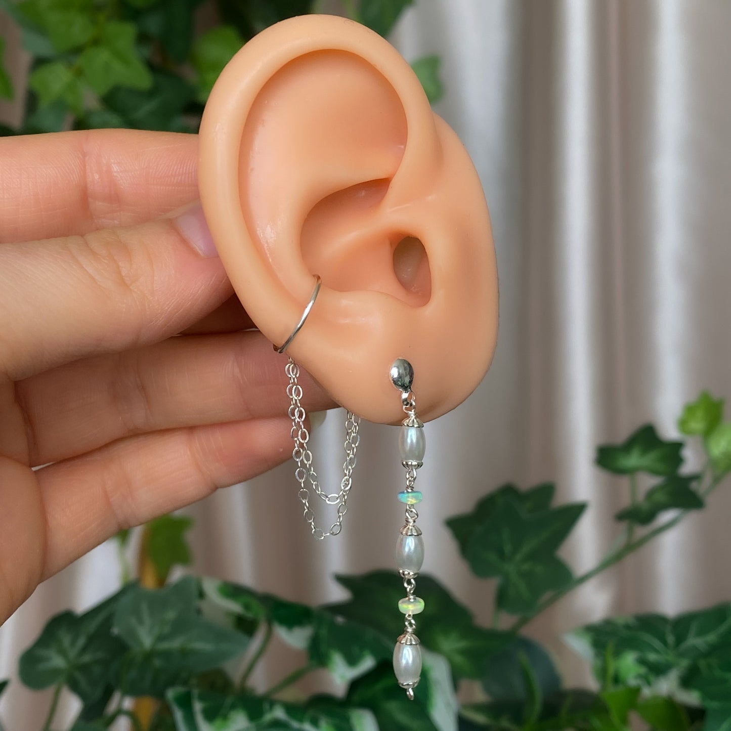 Florence ~ Crystal Pearl, Ethiopian Opal, and Sterling Silver Earrings