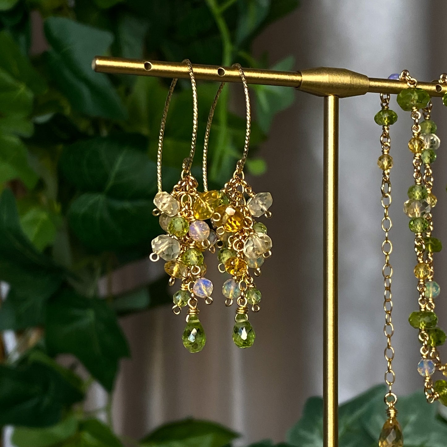 Demeter ~ Peridot, Citrine, Ethiopian Opal and 14k Gold Filled Layered Dangles
