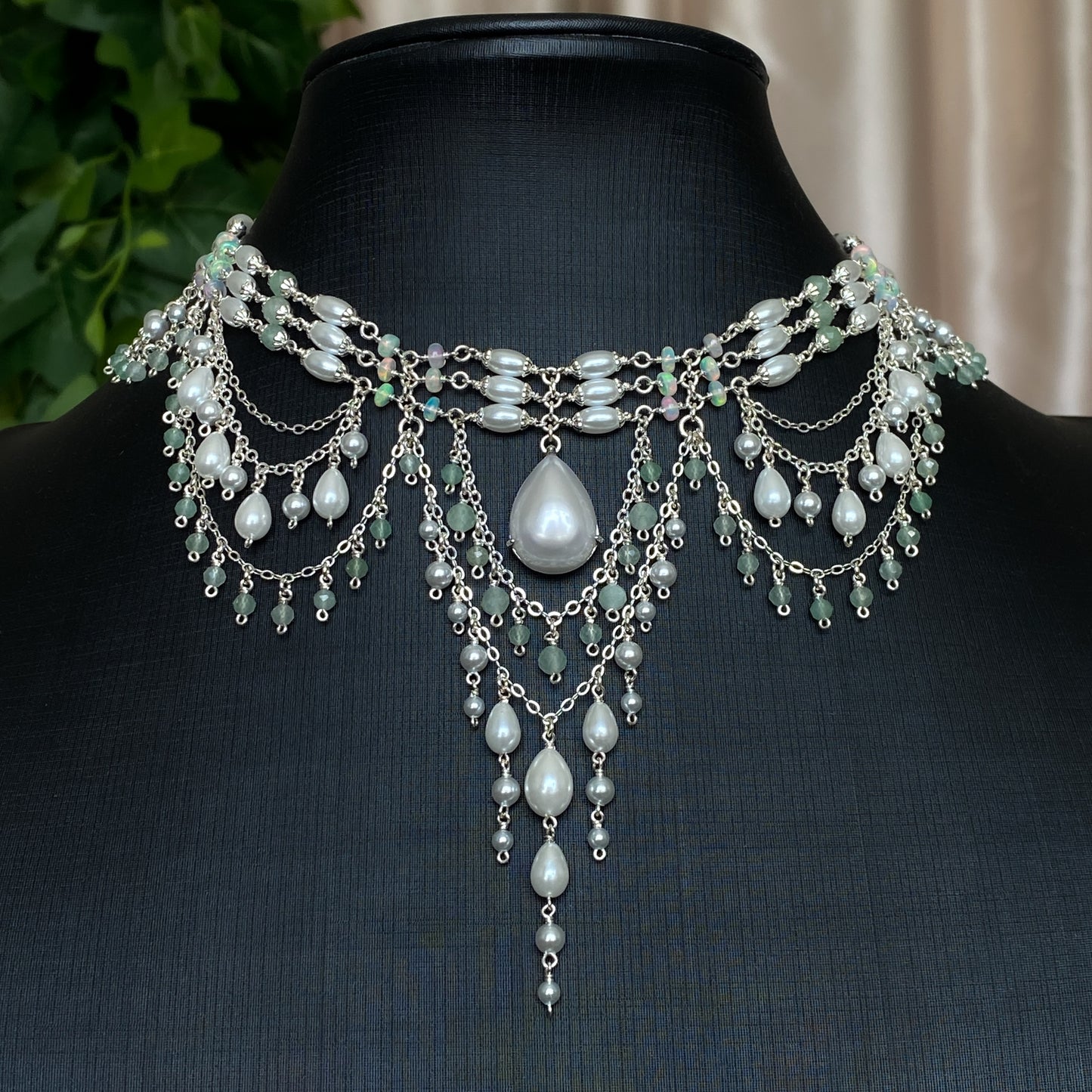 Florence ~ Crystal Pearl, Ethiopian Opal, and Sterling Silver Earrings