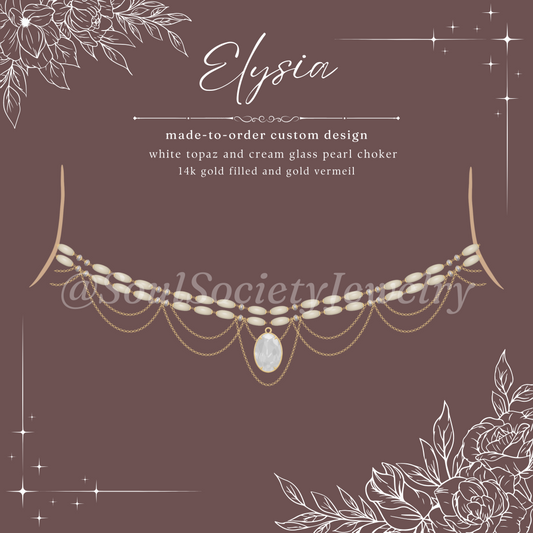 Elysia ~ White Topaz and Glass Pearl Made-to-Order Custom Design