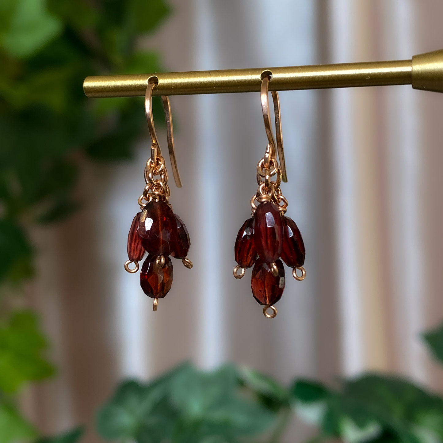 Two of Hearts ~ Garnet Mini Cluster Earrings