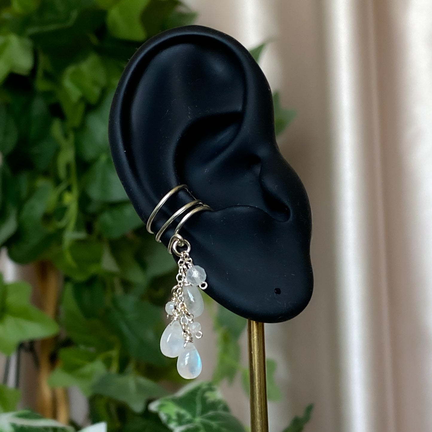 Alice ~ Moonstone & Argentium Layered Dangle Cuff