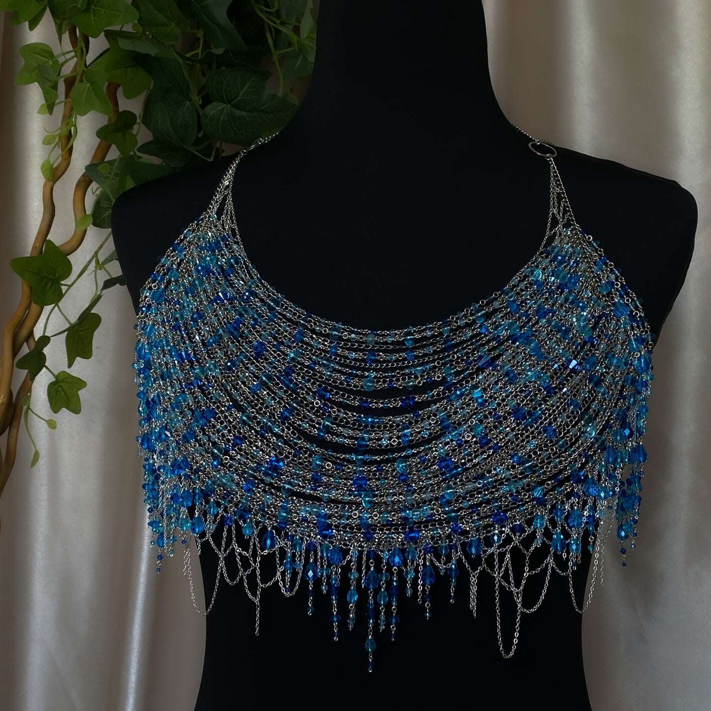 Calypso ~ Topaz, Glass, & Rhodium Overlay Water Nymph Bralette