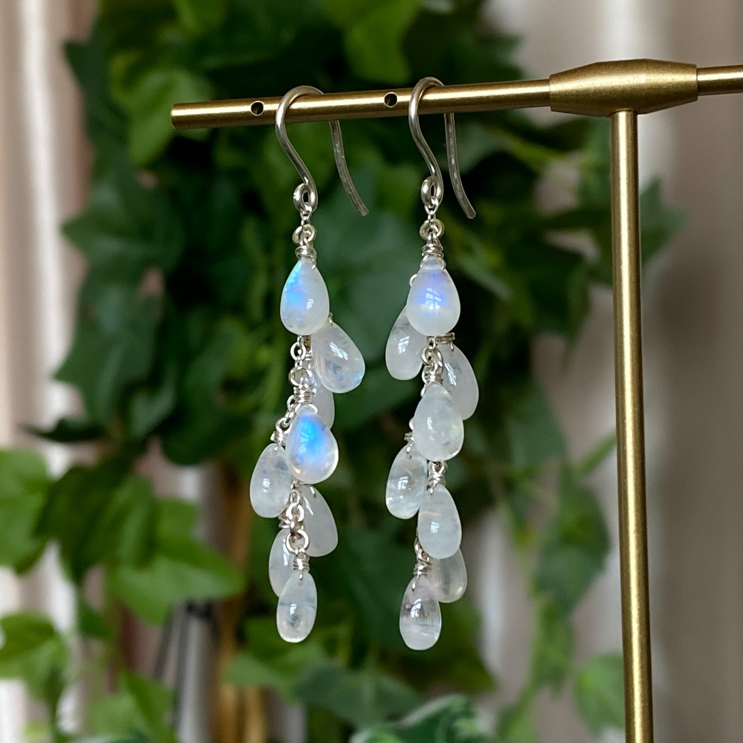 Alice ~ Moonstone & Argentium Spiraling Layered Dangles