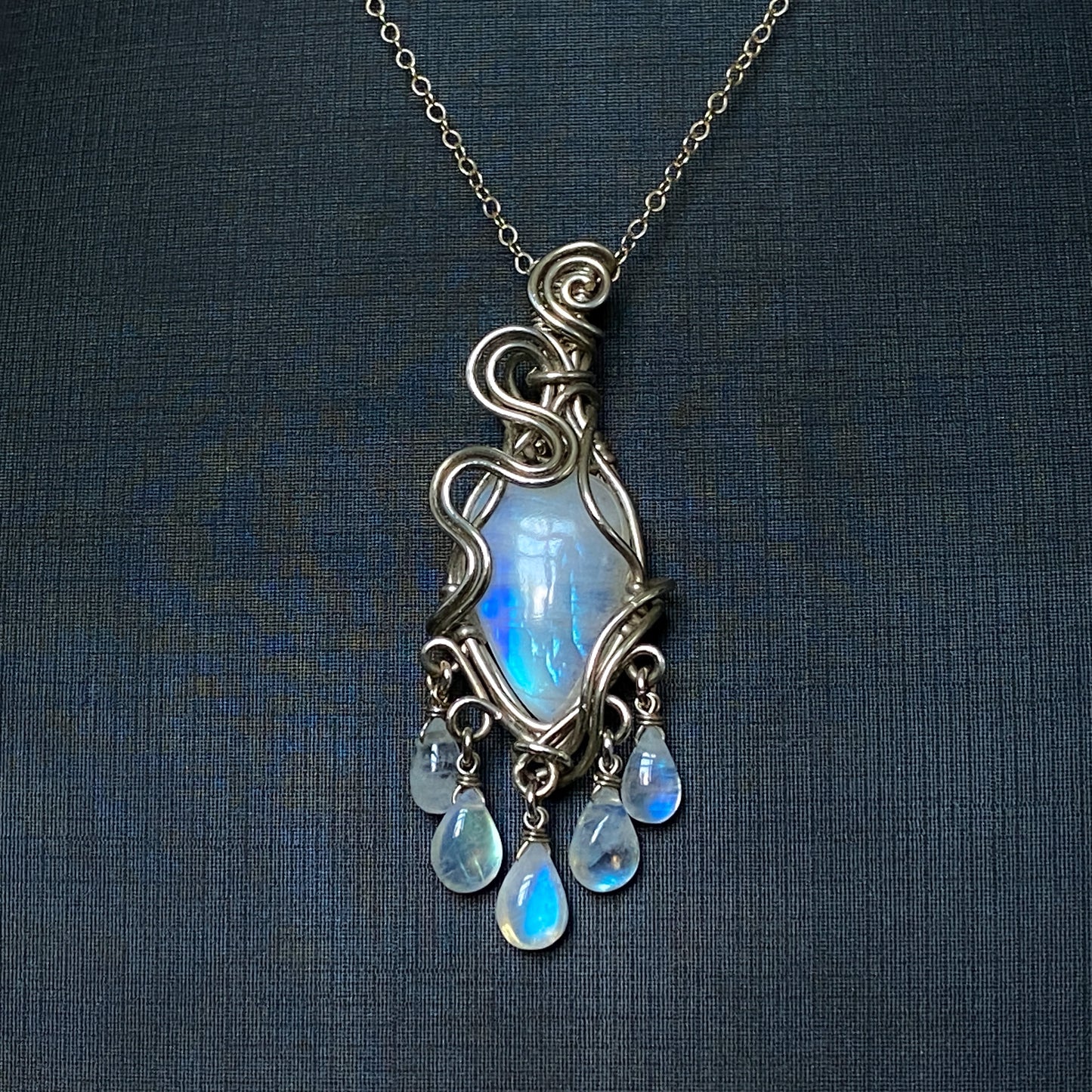 Alice ~ Moonstone & Argentium Chandelier Pendant