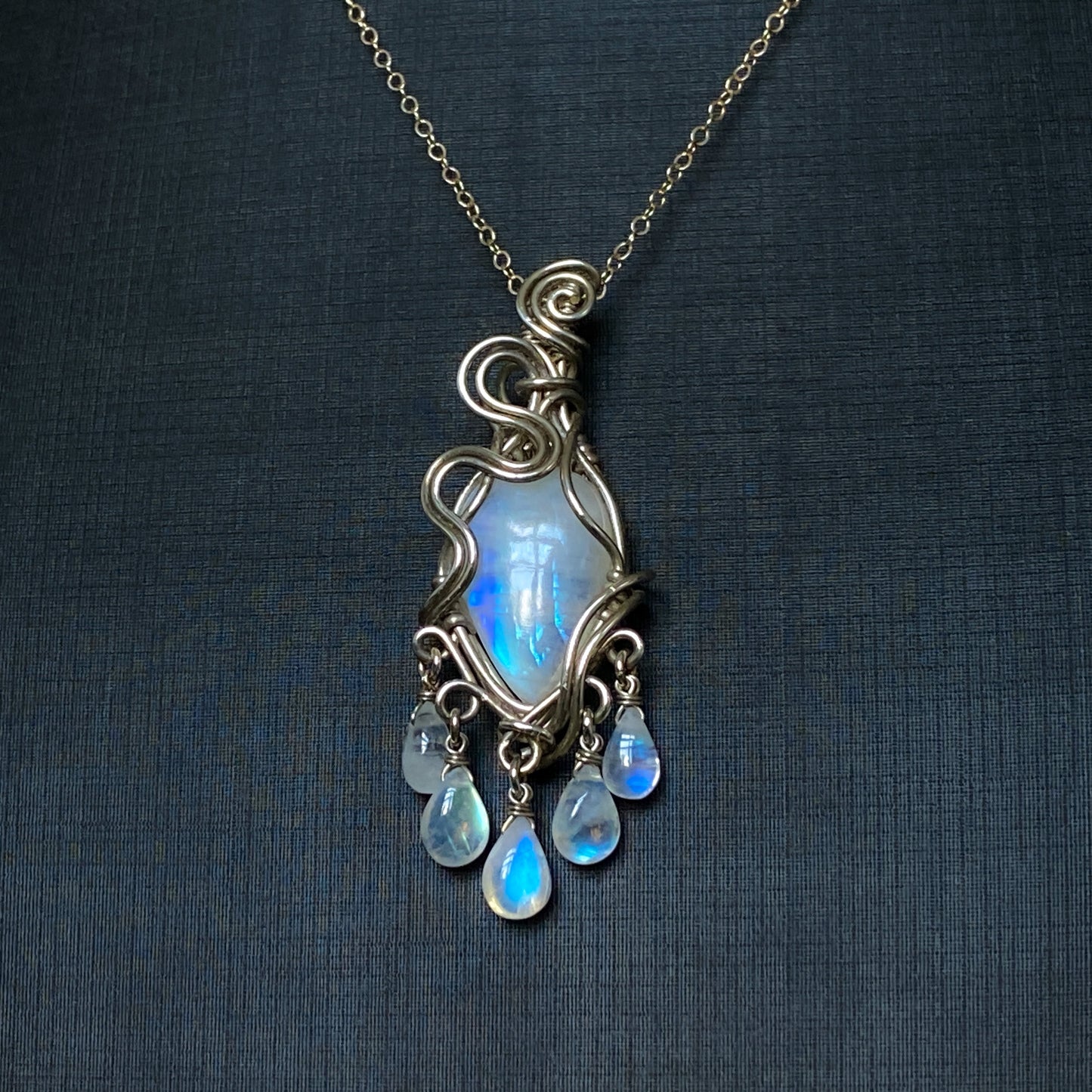 Alice ~ Moonstone & Argentium Chandelier Pendant