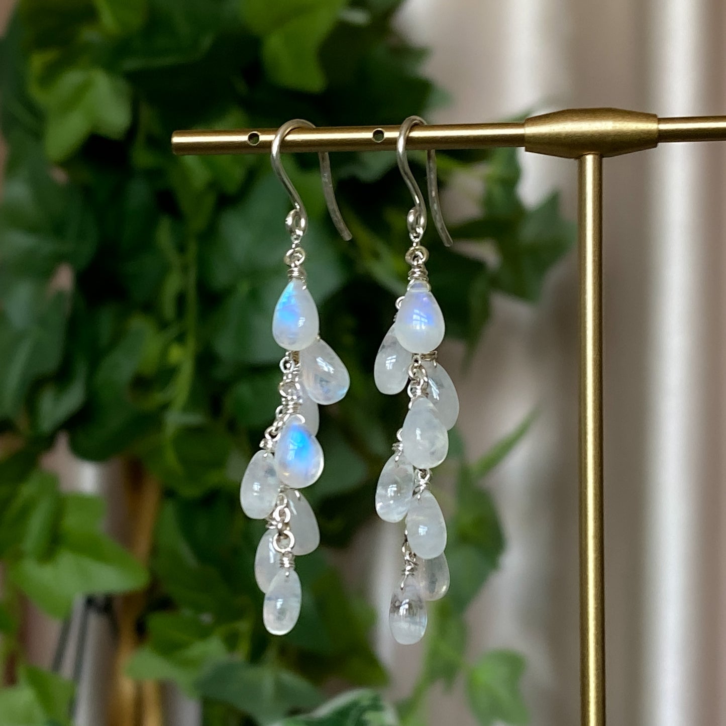 Alice ~ Moonstone & Argentium Spiraling Layered Dangles