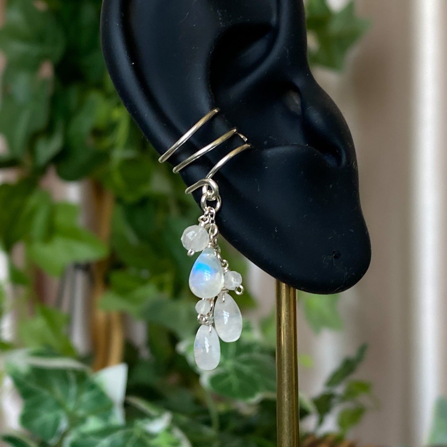 Alice ~ Moonstone & Argentium 3-Strand Chandelier Choker