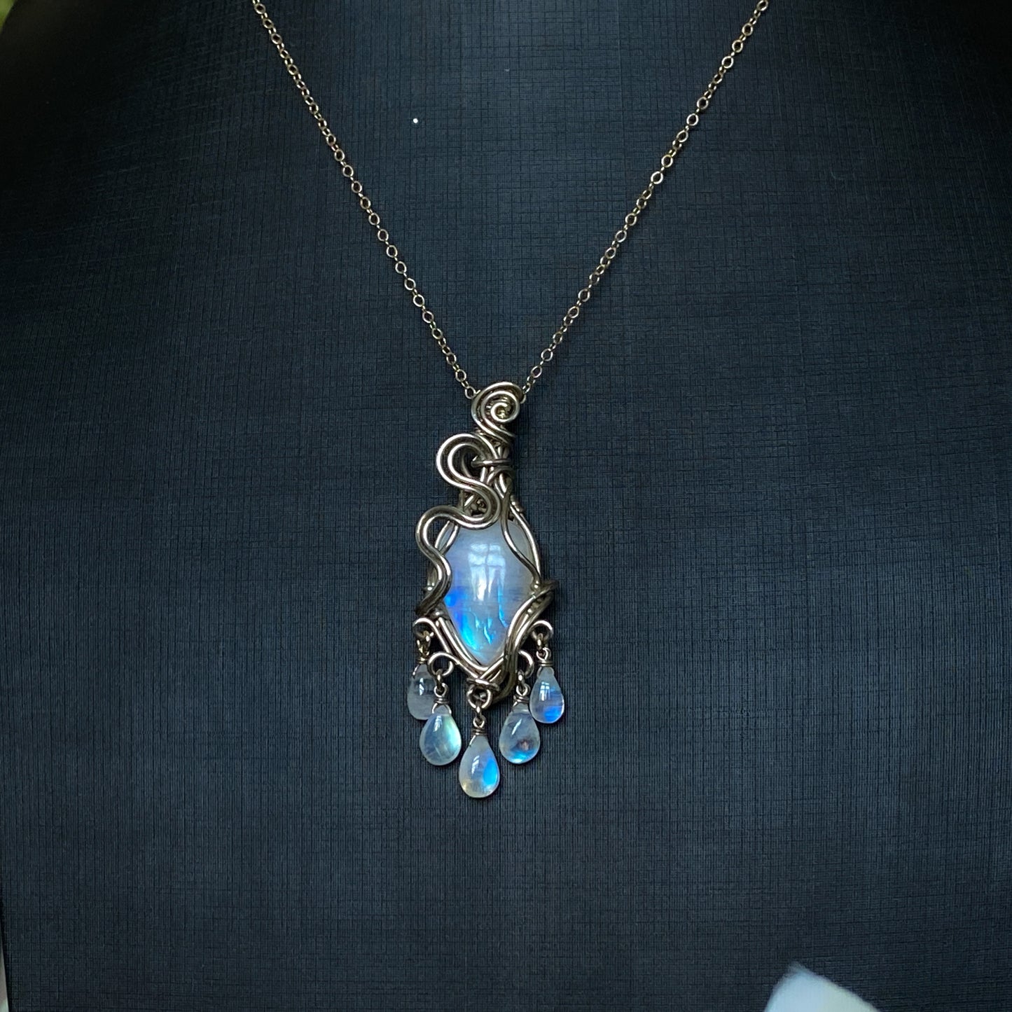 Alice ~ Moonstone & Argentium Chandelier Pendant