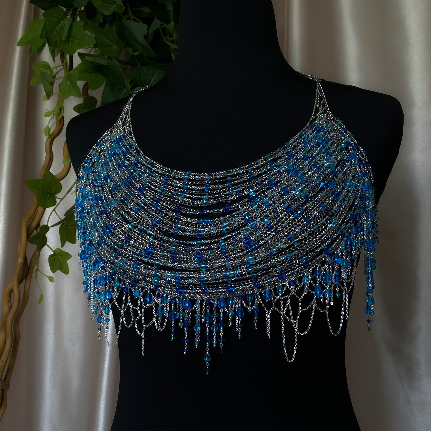 Calypso ~ Topaz, Glass, & Rhodium Overlay Water Nymph Bralette