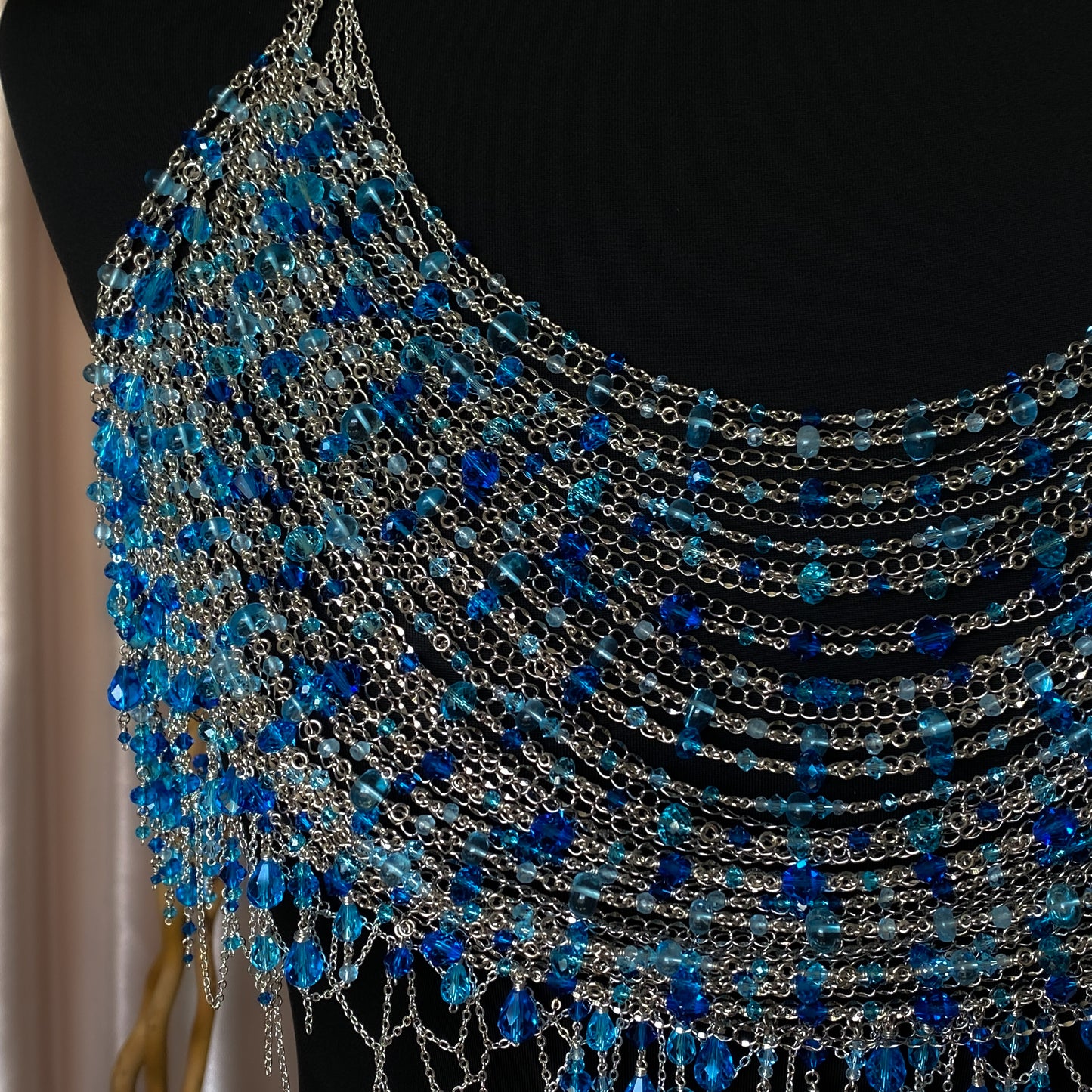 Calypso ~ Topaz, Glass, & Rhodium Overlay Water Nymph Bralette