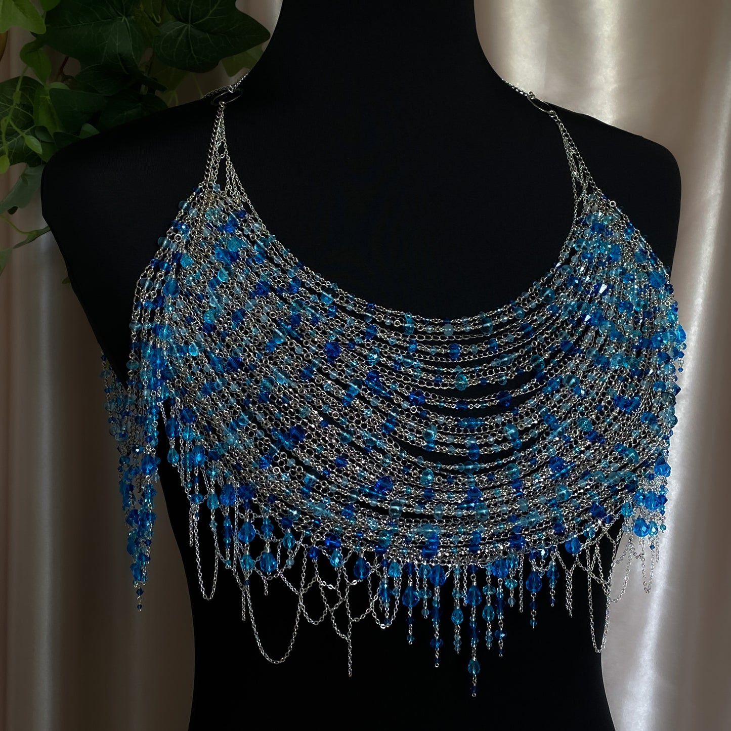 Calypso ~ Topaz, Glass, & Rhodium Overlay Water Nymph Bralette