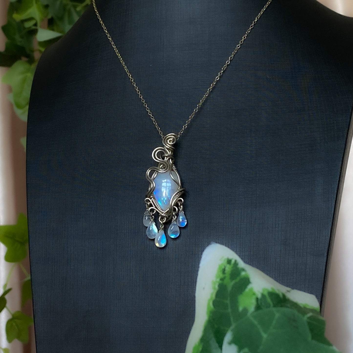 Alice ~ Moonstone & Argentium Spiraling Layered Dangles