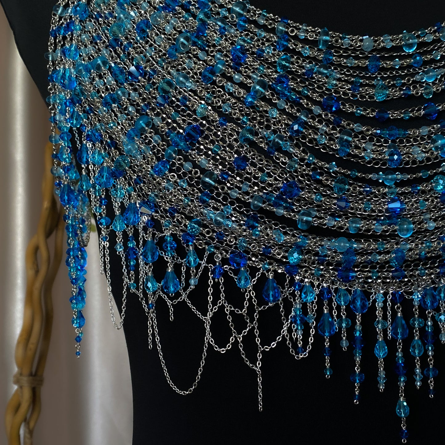 Calypso ~ Topaz, Glass, & Rhodium Overlay Water Nymph Bralette
